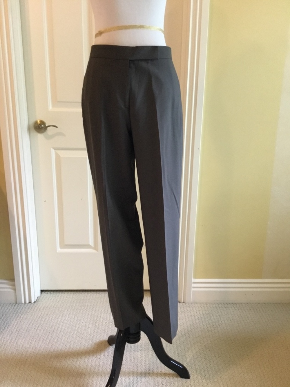DKNY Charcoal Gray Wool Blend Tailored Dress Pants